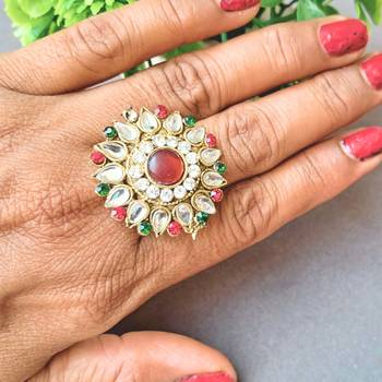 Multi stone stud brass ring 2