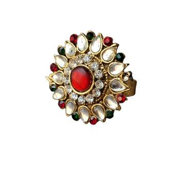 Multi stone stud brass ring 3