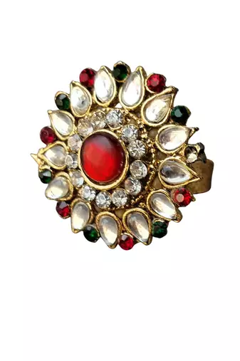 Multi stone stud brass ring
