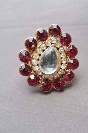 Magenta stone stud brass ring