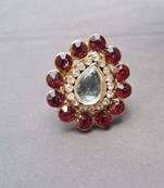 Magenta stone stud brass ring