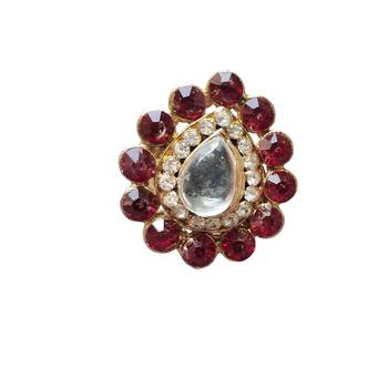 Magenta stone stud brass ring 4