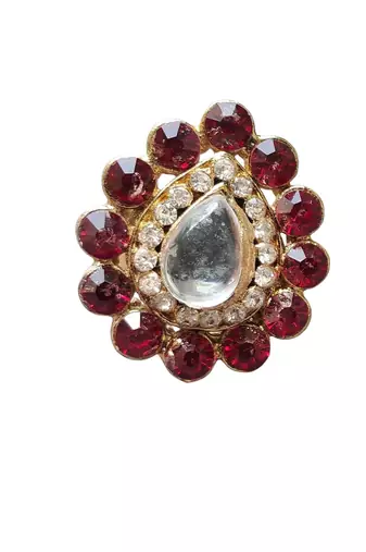 Magenta stone stud brass ring