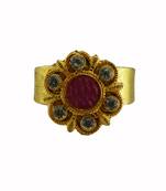 Multi stone stud brass ring trendy adjustable stainless steel ring