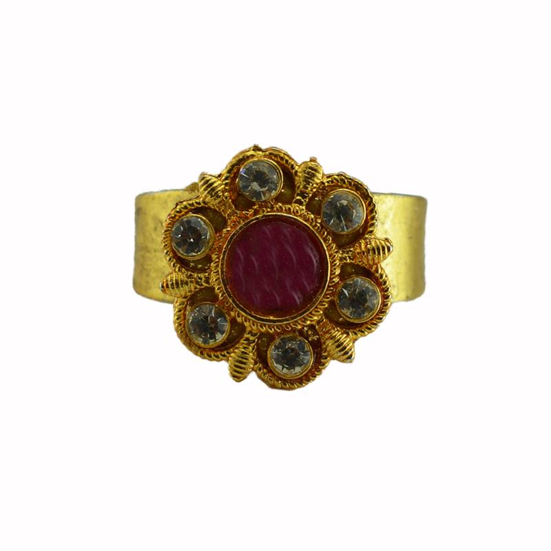 Multi stone stud brass ring trendy adjustable stainless steel ring