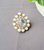 White moti stud brass ring