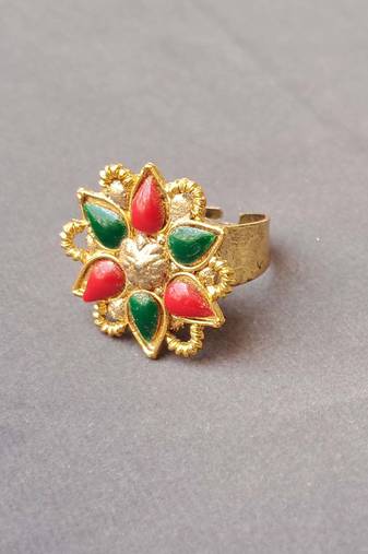 Multi stone stud brass ring