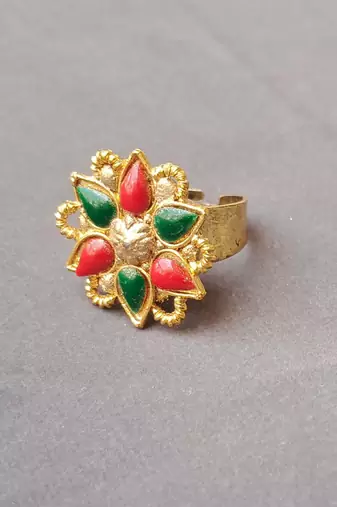 Multi stone stud brass ring