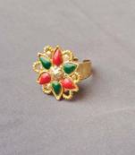 Multi stone stud brass ring