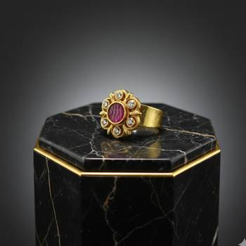 Multi stone stud brass ring trendy adjustable stainless steel ring 2
