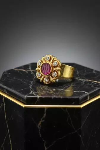 Multi stone stud brass ring trendy adjustable stainless steel ring