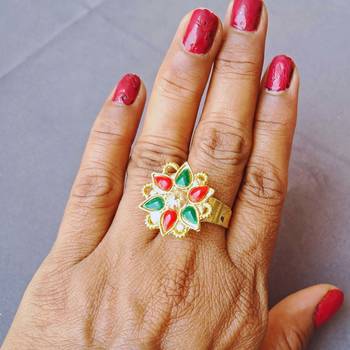 Multi stone stud brass ring 2