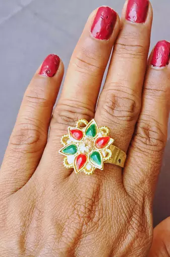 Multi stone stud brass ring