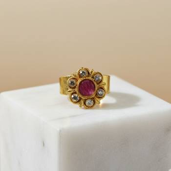 Multi stone stud brass ring trendy adjustable stainless steel ring 3