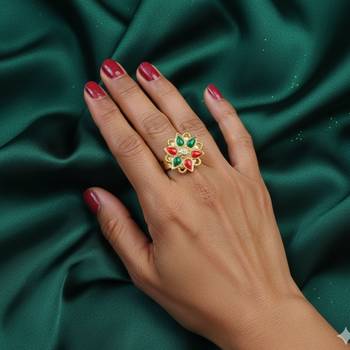 Multi stone stud brass ring 3