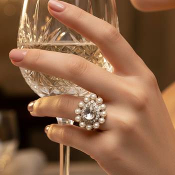 White moti stud brass ring 3