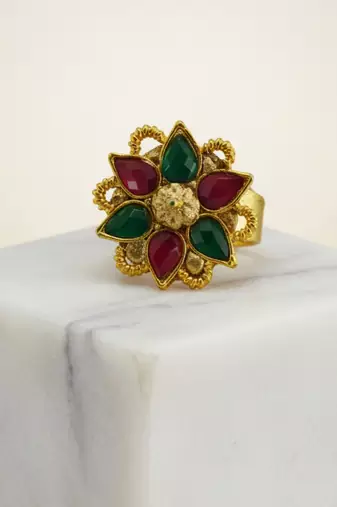 Multi plain brass ring / premium gold plated wedding ring for  women