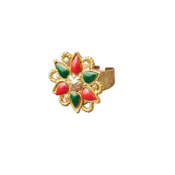 Multi stone stud brass ring 4