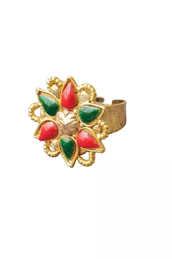 Multi stone stud brass ring