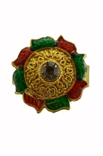 Multi stone stud brass ring