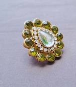Mehendi stone stud brass ring