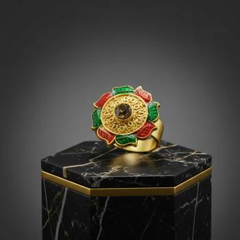 Multi stone stud brass ring 2