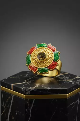 Multi stone stud brass ring