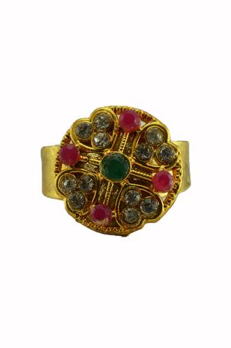 Multi stone stud brass ring