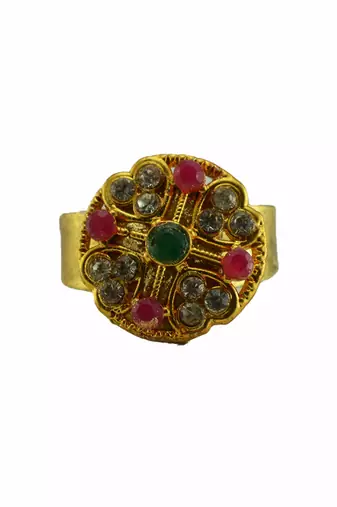 Multi stone stud brass ring