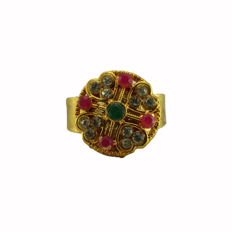 Multi stone stud brass ring