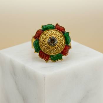 Multi stone stud brass ring 3