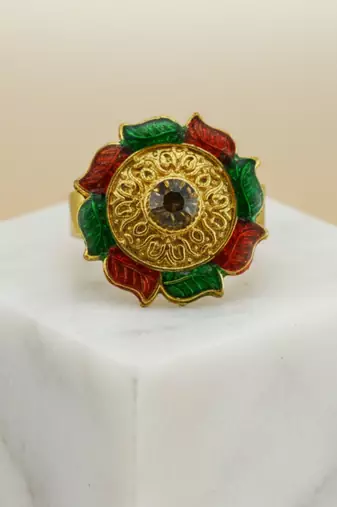 Multi stone stud brass ring