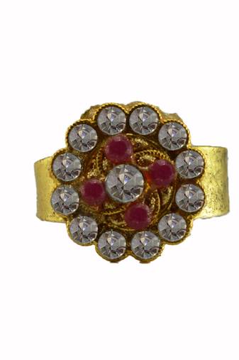 Multi stone stud brass ring