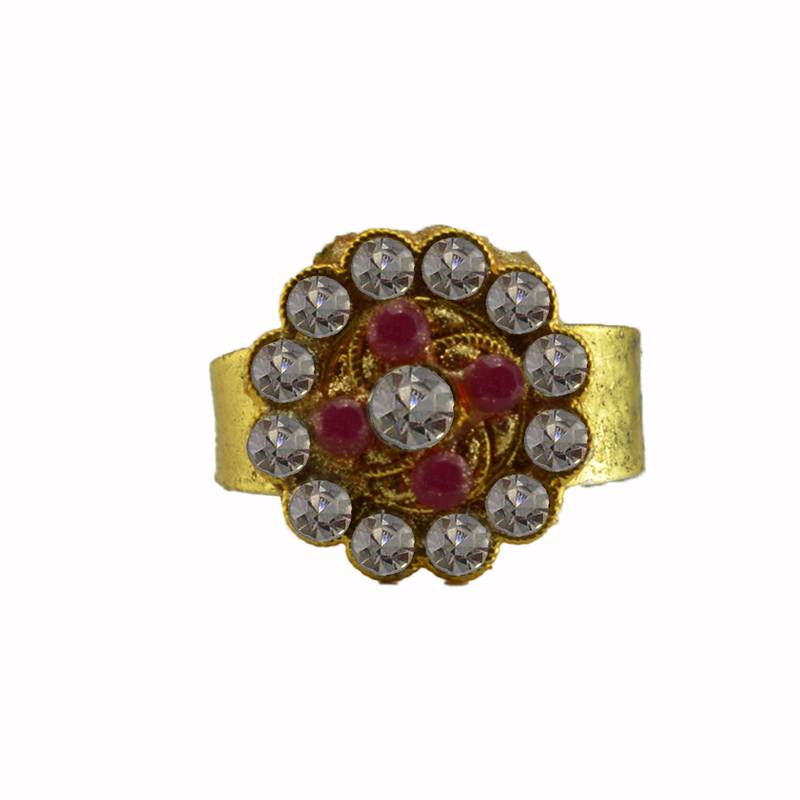 Multi stone stud brass ring