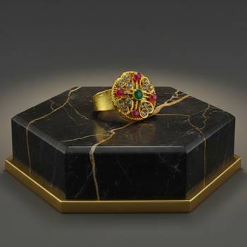 Multi stone stud brass ring 2