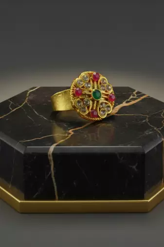 Multi stone stud brass ring