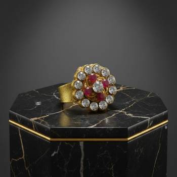 Multi stone stud brass ring 2