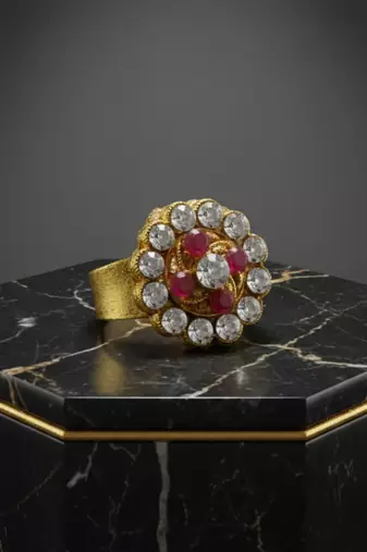 Multi stone stud brass ring