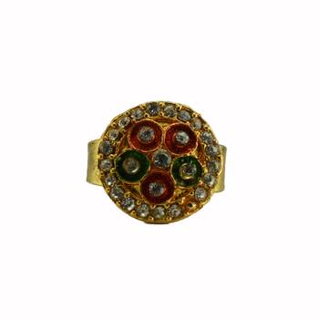 Multi stone stud brass ring 1