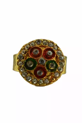 Multi stone stud brass ring