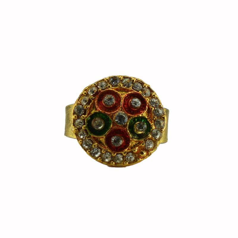 Multi stone stud brass ring