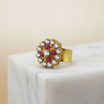 Multi stone stud brass ring 3