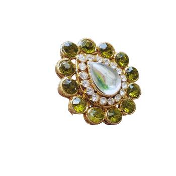 Mehendi stone stud brass ring 4