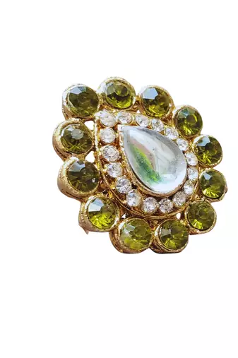 Mehendi stone stud brass ring