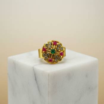 Multi stone stud brass ring 3