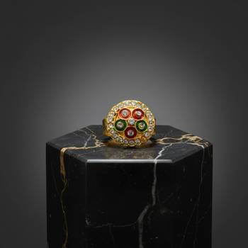 Multi stone stud brass ring 2