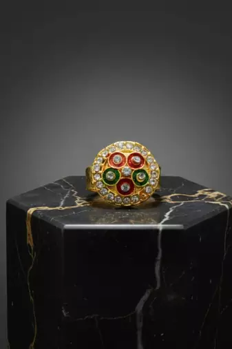 Multi stone stud brass ring