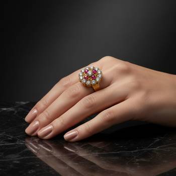 Multi stone stud brass ring 4