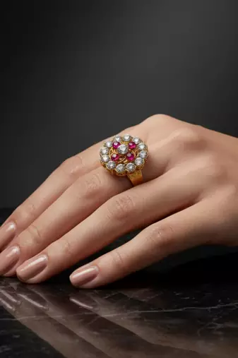 Multi stone stud brass ring