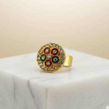 Multi stone stud brass ring 3